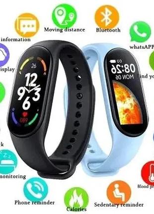 Розумний фітнес браслет, смарт годинник smart band m7 чорний salemarket4 фото