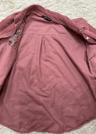Рубашка женская вельветовая пудрового цвета2 фото