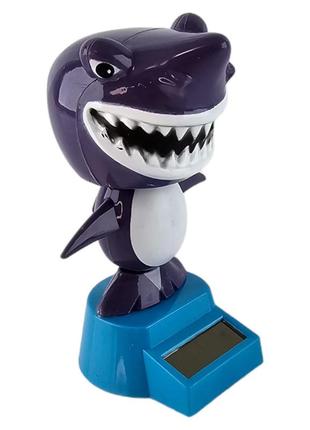 Іграшка на сонячній батареї "весела акула" фіолетова (flip flap) (10,5х6х6 см)6 фото