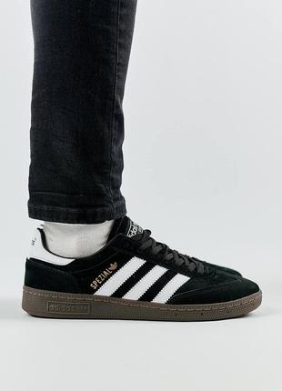 Чоловічі кеди adidas spezial black white brown чорні