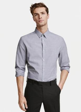 Рубашка easy iron slim fit h&m размер s