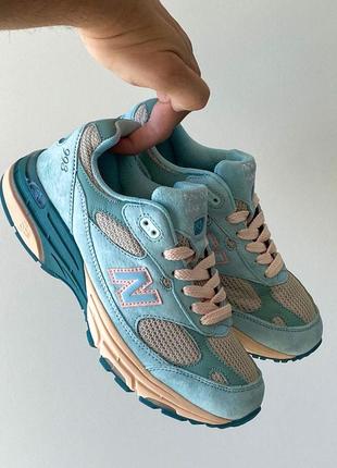 Классные женские кроссовки new balance x joe freshgoods 993 performance art sage blue голубые2 фото