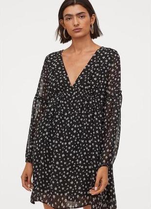 Платье цветочное шифон в цветы принт h&m