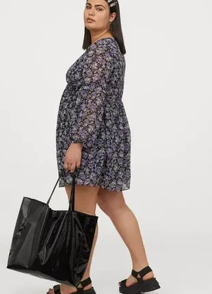 H&m платье туника блуза из шифона принт цветы цветочное шифоновое2 фото