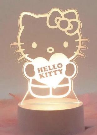 Класний маленький пластиковий прозорий нічник hello kitty