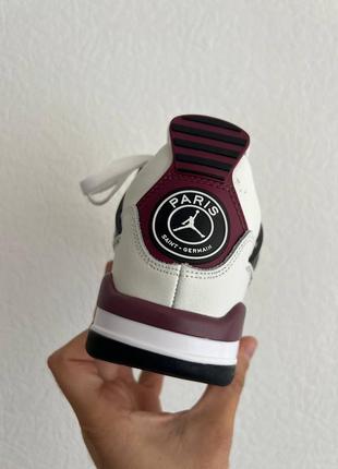 Nike air jordan 4 retro bordo psg женские кроссовки найр джордан 4 кожаные8 фото