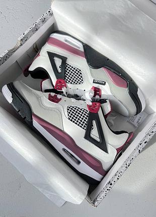 Nike air jordan 4 retro bordo psg женские кроссовки найр джордан 4 кожаные7 фото