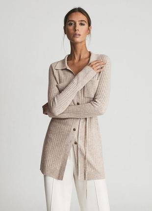 Вовняний рубчик кашеміровий кардиган-кофточка corrin cashmere blend cardigan