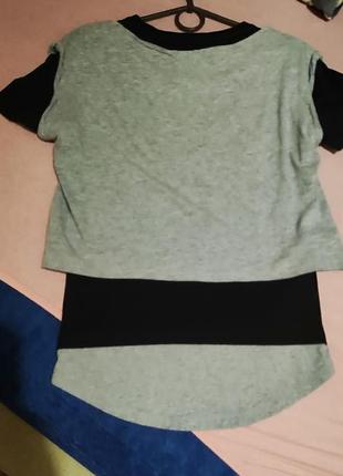 Футболка двойка (кроп топ +черная футболка, по бокам молнии рабочие) , 100%cotton, размер м4 фото
