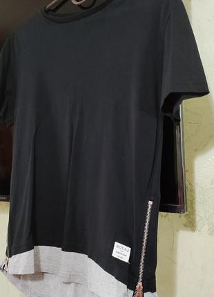 Футболка двойка (кроп топ +черная футболка, по бокам молнии рабочие) , 100%cotton, размер м3 фото