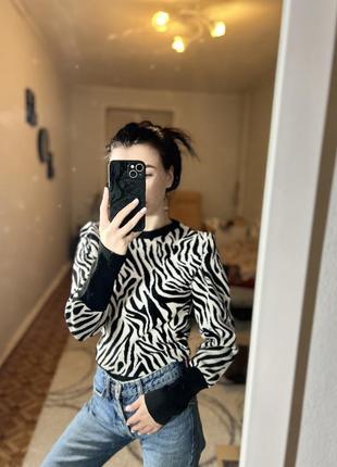 Анималистичный свитер, принт зебра