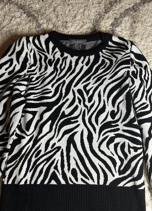 Анималистичный свитер, принт зебра2 фото