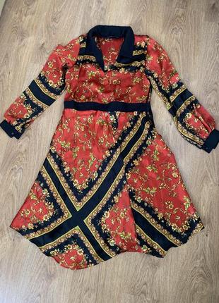 Шикарное атласное асимметричное платье zara1 фото