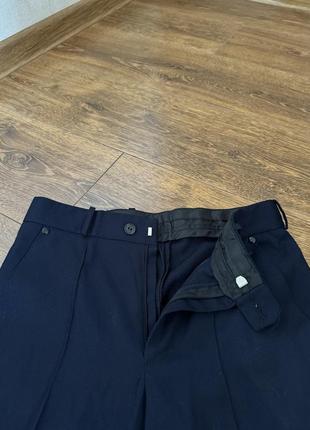 Стильні класичні темно-сині штани розмір s зі зборочками з кишенями8 фото
