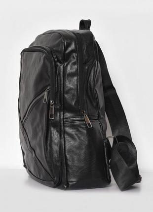 Городской рюкзак мужской рюкзак из эко кожи черный рюкзак2 фото