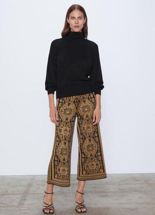 Брюки zara зара кюлоти широкі з люрексом