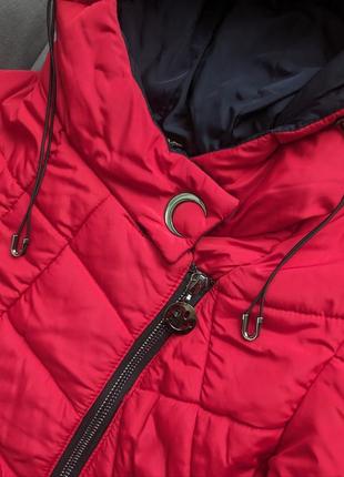 Красное пальто на весну-зиму. теплое женское пальто.2 фото