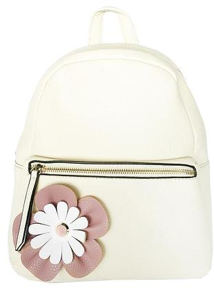 Женский рюкзак рюкзачок молочного цвета с цветочком