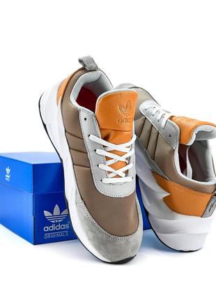 Мужские кроссовки adidas shark brown white3 фото