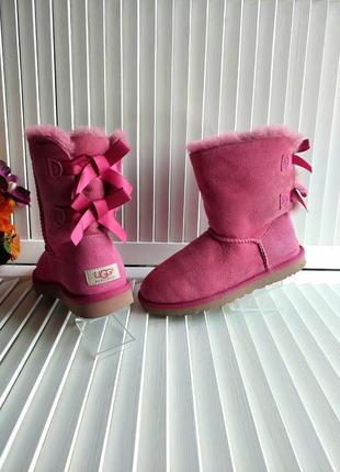 Короткие ugg угги с лентами бантами розовое оригинал 23см стелька