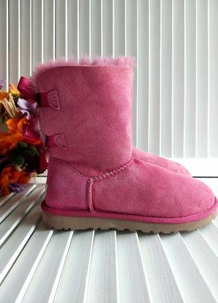 Короткі ugg уги зі стрічками бантами рожевий оригінал 23 см устілка5 фото