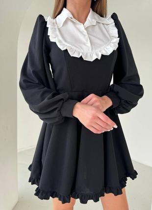 Платье женское короткое мини 42-48 светло-бежевое, коричневое, черное7 фото