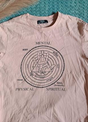Коттоновая футболка с мистическим принтом bershka 🩷2 фото