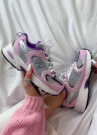 New balance 530 pink/violet жіночі кросівки беланс з сіткою демі весна осінь фіолетові рожеві женские розовые фиолетовые кроссовки демисезонные