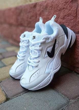 nike SHADOW m2k tekno белые с черным кроссовки женские кожаные кожа отличное качество весенние осенние демисезонные демисезон найк текно