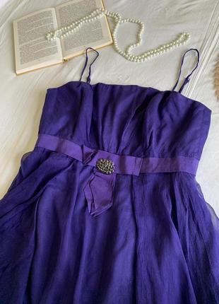 Красивое шелковое вечернее платье с опилкой (размер 14/42)4 фото