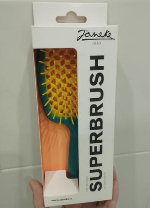 Щітка гребінець для волосся janeke superbrush бірюзово-жовта велика3 фото