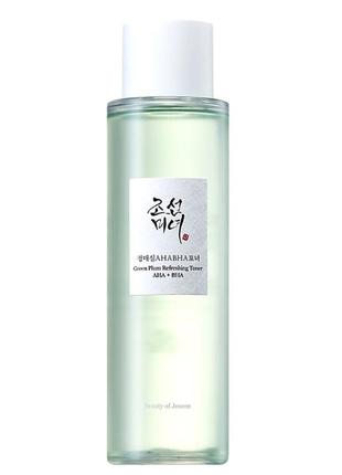 Beauty of joseon green plum refreshing toner aha+bha тонер для обличчя з кислотами