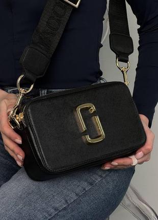 Женская сумка в стиле marc jacobs черная золотая сумочка черная3 фото