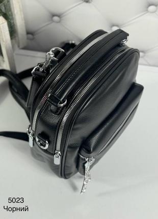 Женский шикарный и качественный рюкзак сумка для девушек из эко кожи черный8 фото