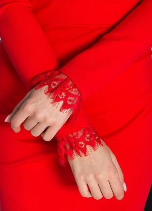 Элегантное трикотажное красное платье  ⁇  681115 фото