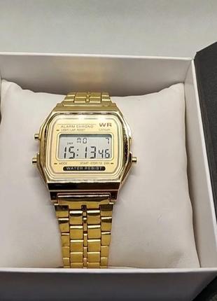 Наручные электронные часы casio  f-91w золотого цвета (100632)
