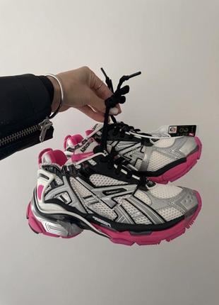 Баленсиага рунер трейн серые/черно-розовые balenciaga runner trainer black / pink / silver premium