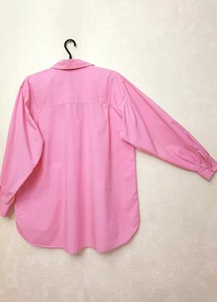 100% хлопок поплиновая удлинённая рубашка оверсайз базовая розовая рубашка свободного кроя