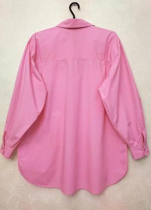 100% хлопок поплиновая удлинённая рубашка оверсайз базовая розовая рубашка свободного кроя