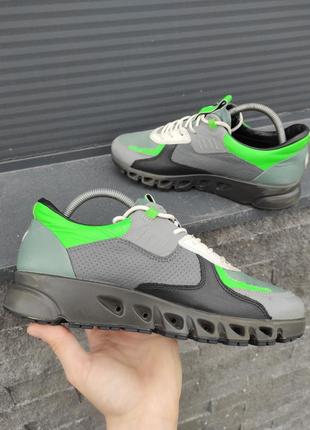 Кросівки ecco multi - vent шкіряні gore tex green leather shoes5 фото