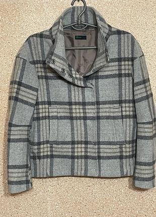 Куртка в клетку benton. шерсть. разм. 44,м