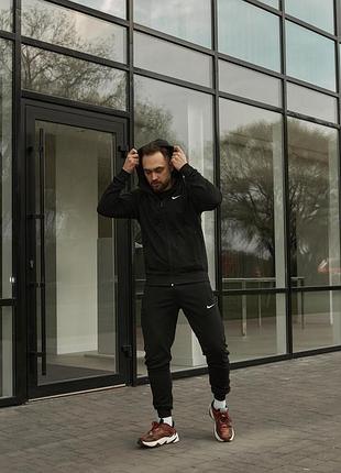 Вечняний спортивний костюм nike чорний + барсетка у подарунок