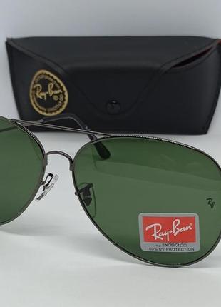 Очки в стиле ray ban aviator мужские солнцезащитные капли линзы серо зеленые стекло