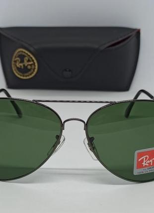 Очки в стиле ray ban aviator мужские солнцезащитные капли линзы серо зеленые стекло2 фото