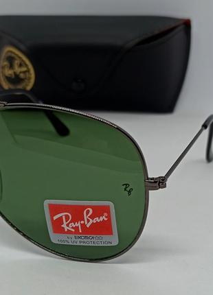 Очки в стиле ray ban aviator мужские солнцезащитные капли линзы серо зеленые стекло3 фото