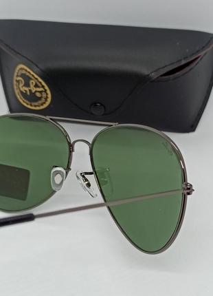 Окуляри в стилі ray ban aviator чоловічі сонцезахисні краплі лінзи сіро зелені скло9 фото