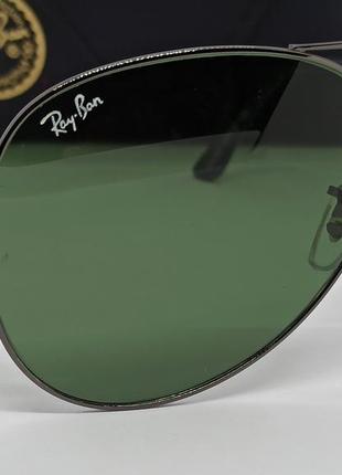 Очки в стиле ray ban aviator мужские солнцезащитные капли линзы серо зеленые стекло4 фото