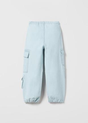 Zara джинси штани парашути карго зара на дівчинку брюки широкі джинсові легкі літні2 фото