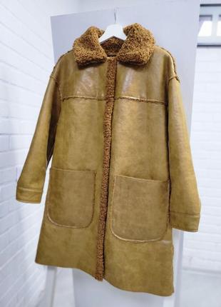 Искусственная дубленка куртка пальто мз экокожи stradivarius6 фото