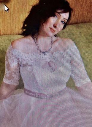Свадебное персиковое платье2 фото